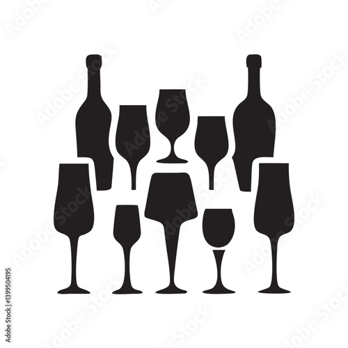 Elegant wine glasses and bottles collection perfect for a sophisticated dinner party setting showcasing a variety of shapes and sizes