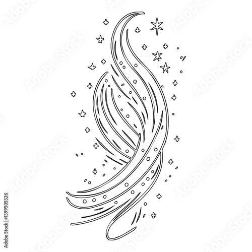 Abstract Curvy Lines with Starry Decorations