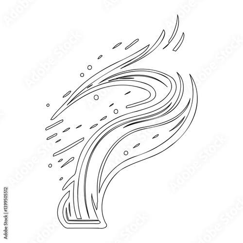 Abstract Liquid Flowing Lines, Bubbles Black White
