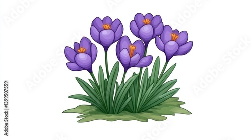 Spring Crocus Flowers Illustration