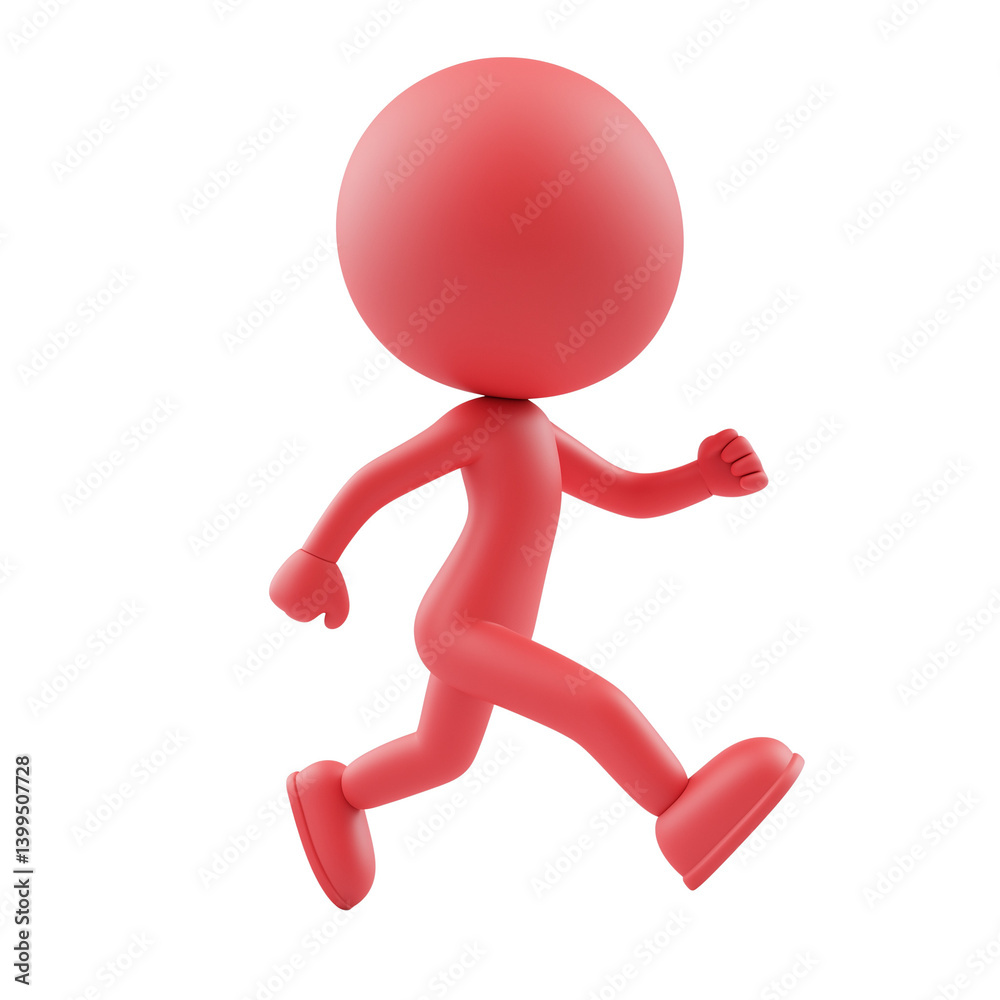 3D Red Character Running Isolated on Transparent Background 3D Red Character Running Isolated on Transparent Background