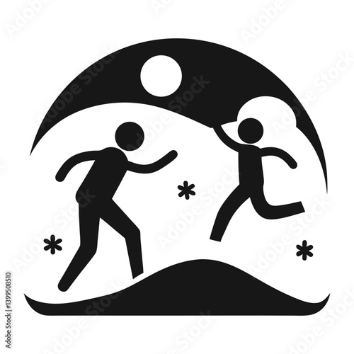 snowball fight silhouette icon