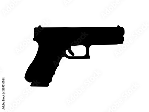 Glock 17 pistol silhouette vector flat illustration design.