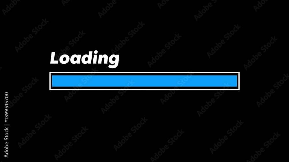 Loading blue with bar and flashing text Loading blue with bar and flashing text