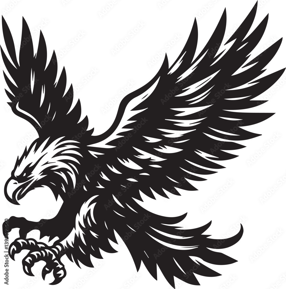 Obraz premium Eagle black and white vector