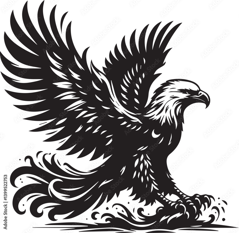 Obraz premium Eagle black and white vector