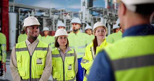 Obraz na płótnie Team Of Diverse Engineers Undergo Safety Training w salonie