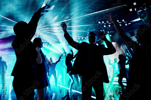 Vibrant Night Club Scene: Friends Dancing