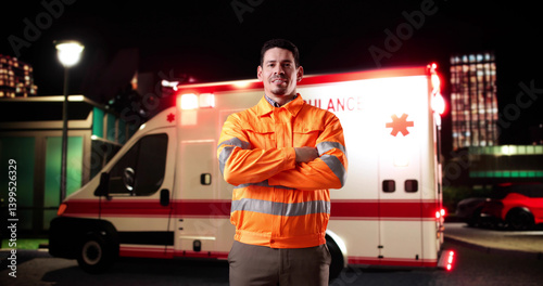 Obraz na płótnie Emergency Paramedic Man From Rescue Service w salonie