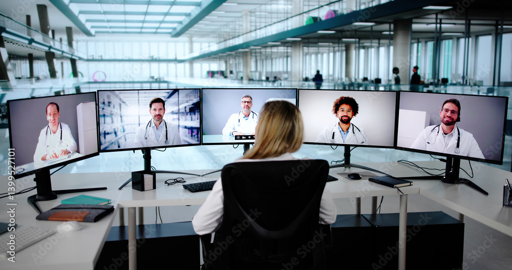 Female Doctor Conducting Online Medical Webinar Via Computer