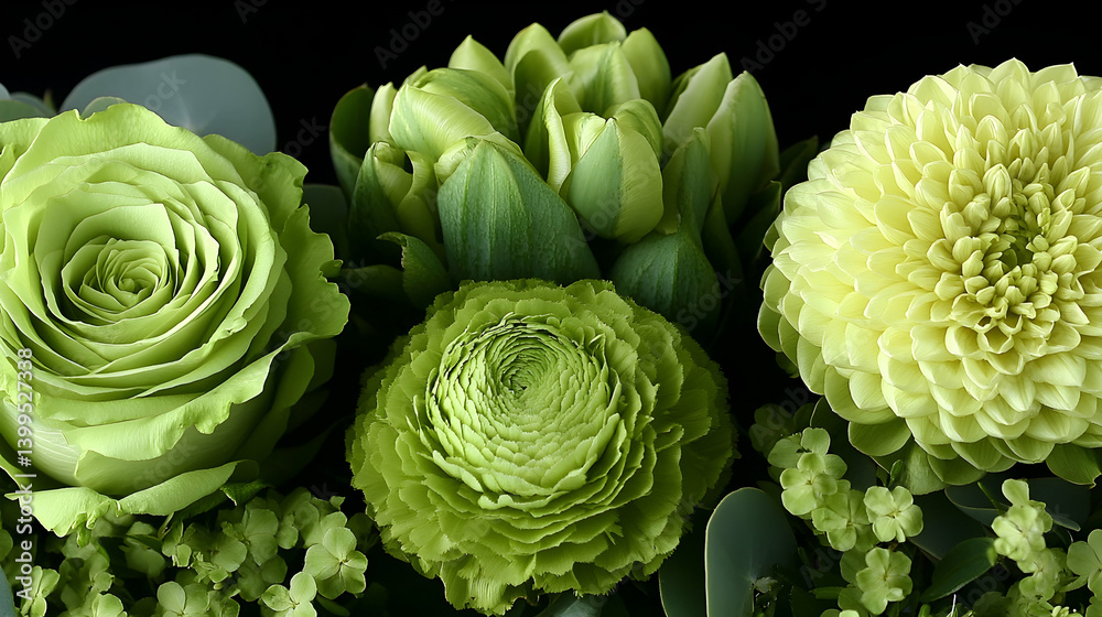 Obraz premium Close-up of lime green flowers