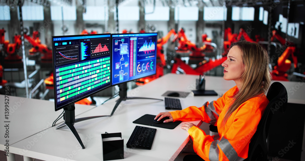 The Engineer Is Using Scada Desktop Software