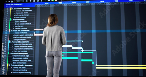Female Manager Organizing Digital Agenda With Gantt Software