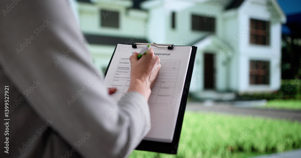 The Professional Real Estate Agent Is Appraising A Property
