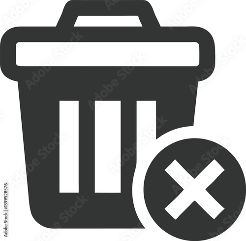 Delete Icon Symbol Featuring Trash Can With a Circle Cross on Transparent Background