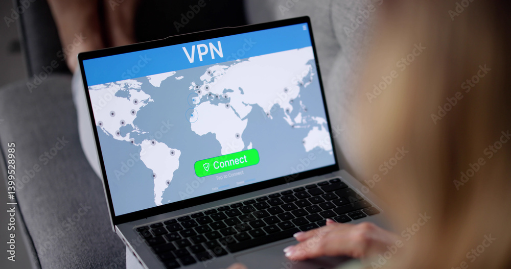 Young Woman Ensuring Online Privacy With VPN On Her Phone