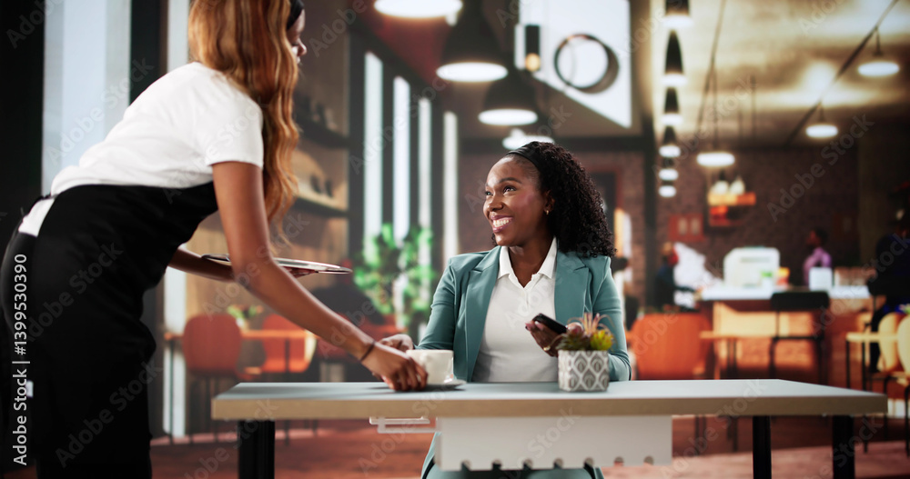 Smiling Barista Serving Morning Coffee