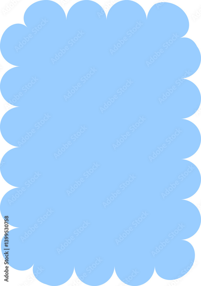 Fototapeta premium Flat pastel blue rectangle with scalloped edges.