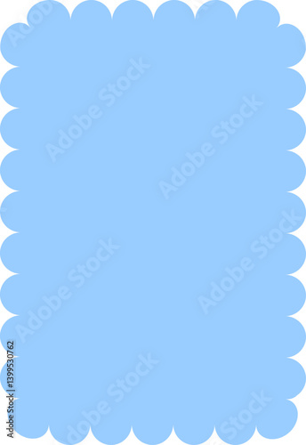 Flat pastel blue rectangle with scalloped edges.