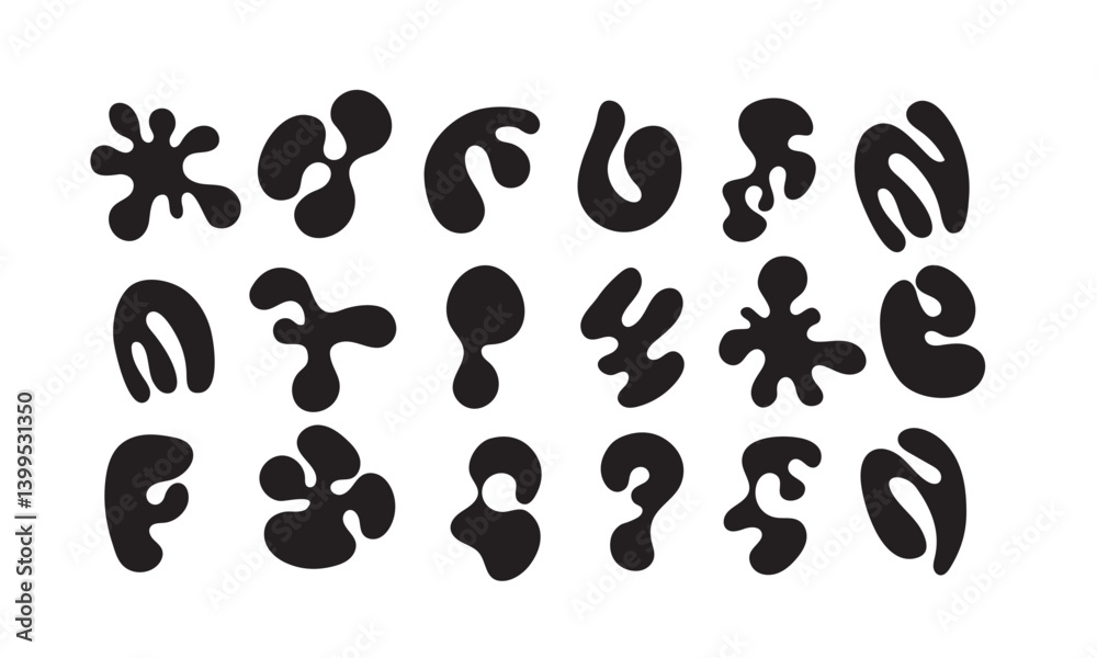 Abstract blob shapes Set, abstract forms, Black Fluid, Liquid shape Elements on White Background vector illustration Hand drawn for banners, cards, social media, etc. vector illustration Abstract blob shapes Set, abstract forms, Black Fluid, Liquid shape Elements on White Background vector illustration Hand drawn for banners, cards, social media, etc. vector illustration