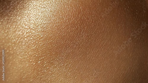 Close-up of smooth, glowing brown skin texture with natural warmth.