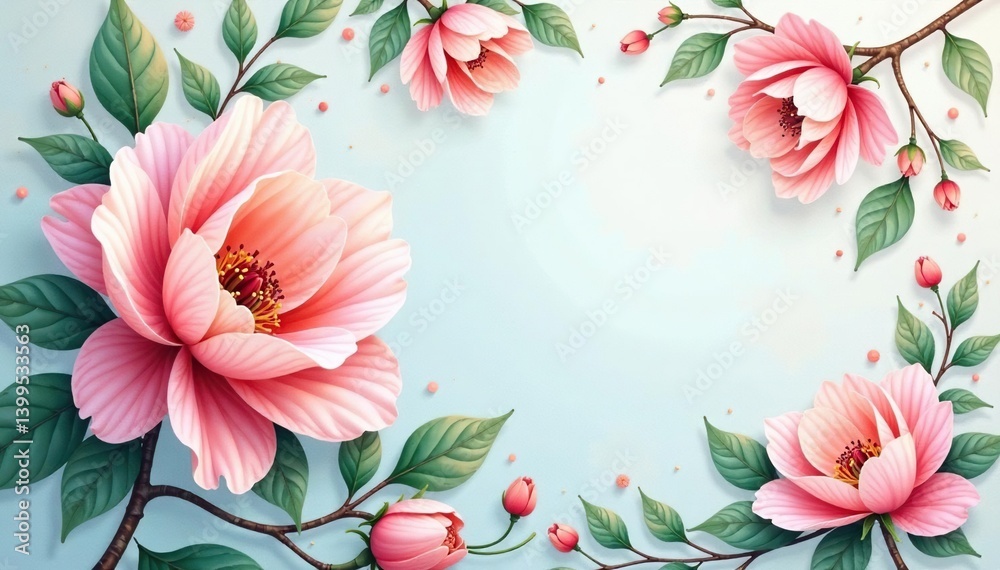 Naklejka premium Delicate floral damask, soft pastel hues, refined details , floral pattern, floral, damask pattern