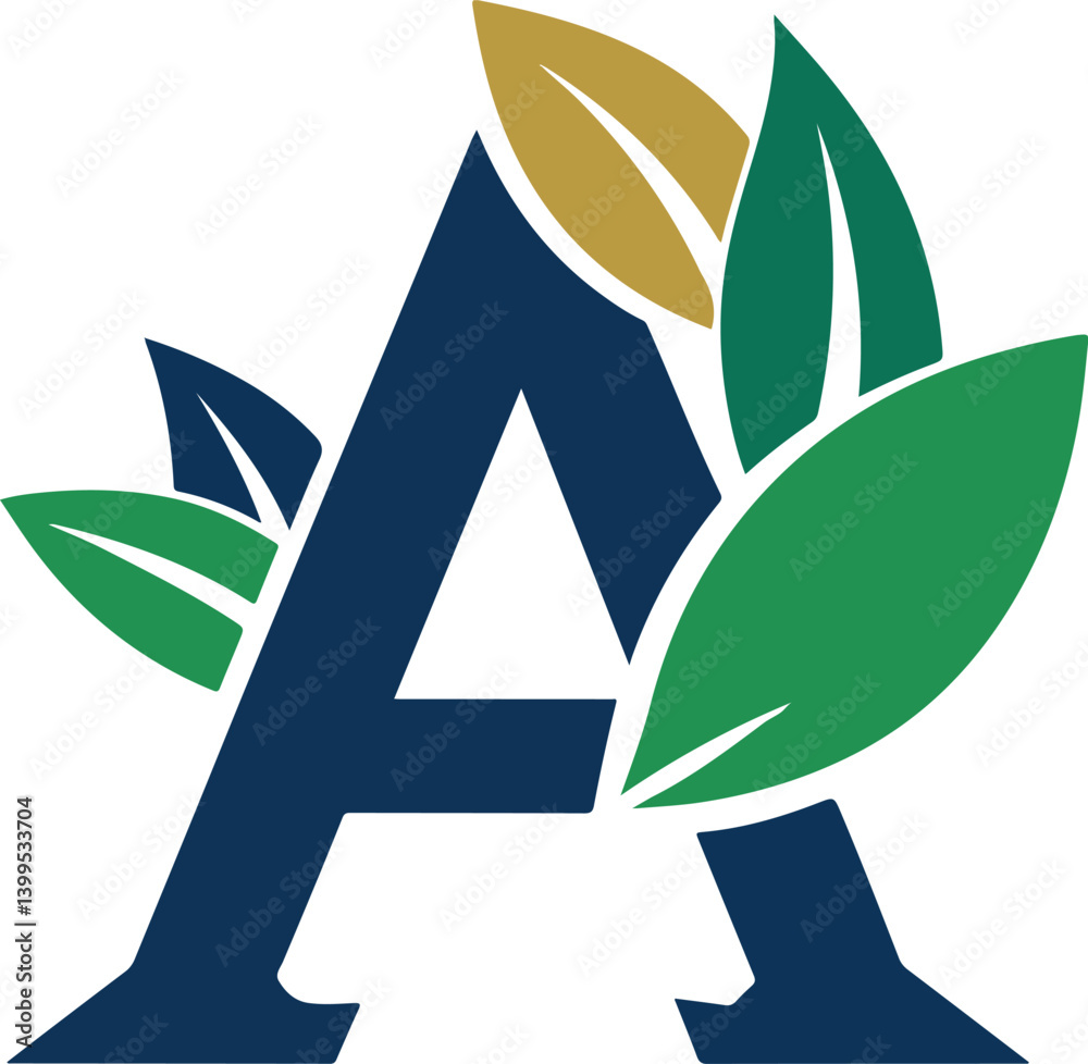 logo A com folhas. vector
