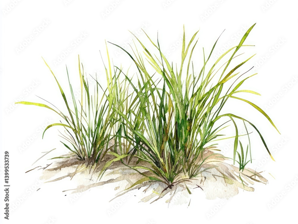 Fototapeta premium Coastal grass cluster growing in sandy soil