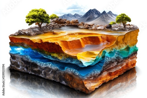 Flat geological layer cross-section. Generative AI