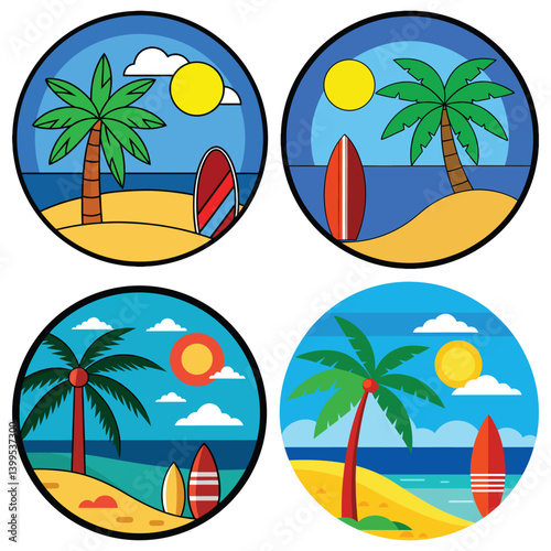 Beach logo template on white background