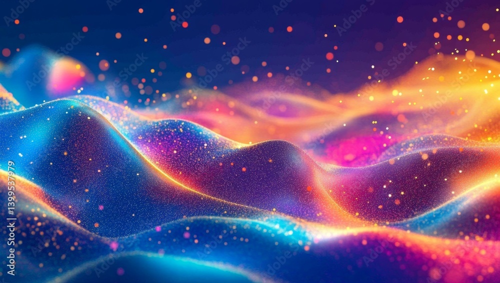 Obraz premium Abstract vibrant particle waves