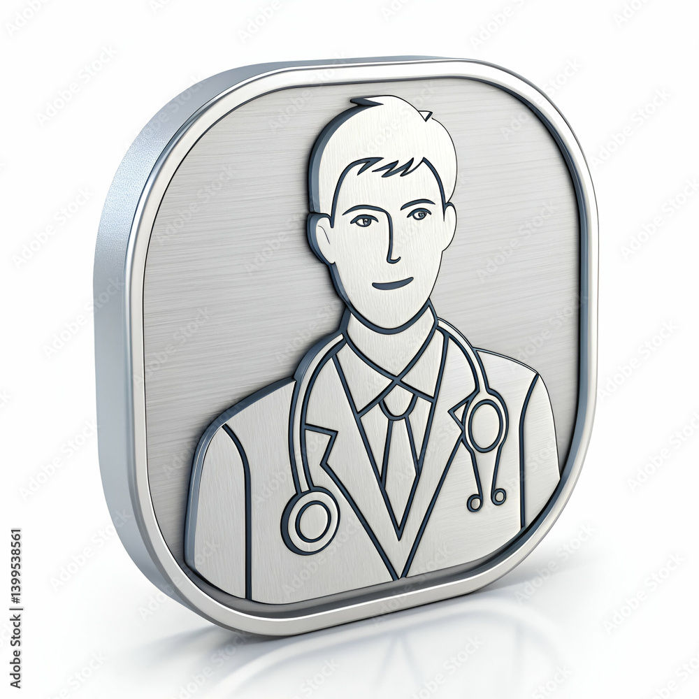 Fototapeta premium Doctor with Stethoscope Icon 3D Rendered for Healthcare Applications 