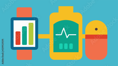 Smarch Integration A smarch on a wrist showing a colorful graph depicting lung capacity and breathing rates with stylized lungs hovering beside it.
