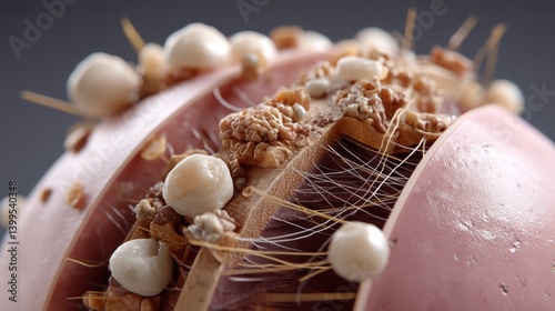 This microscopic image reveals the intricacies of a bald scalp, showcasing the extent of damage to the hair follicles The stark visual representation underscores the underlying medical and