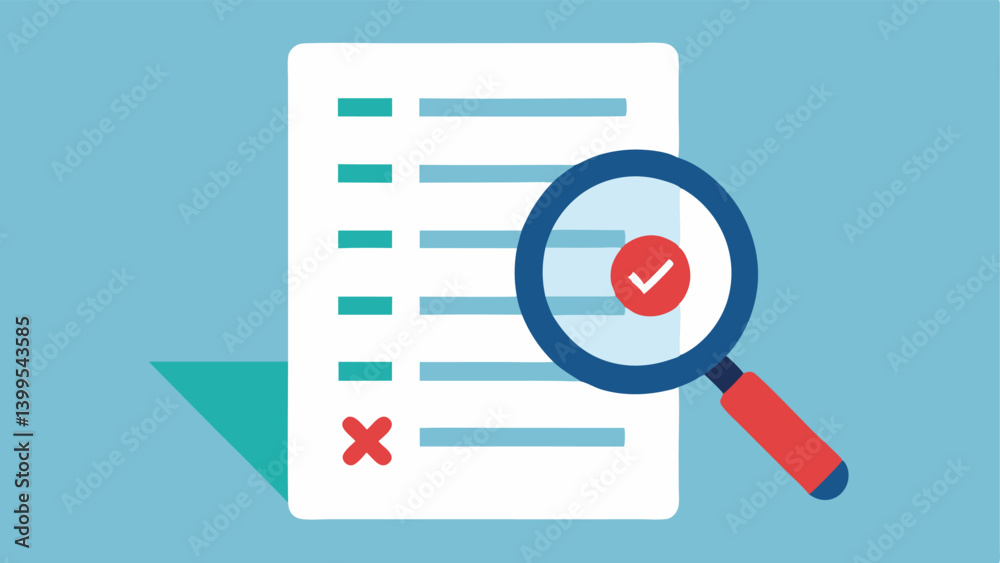 Magnifying Glass on Misinformation A large magnifying glass over a document filled with exaggerated or false claims about health showcasing the need for critical evaluation.