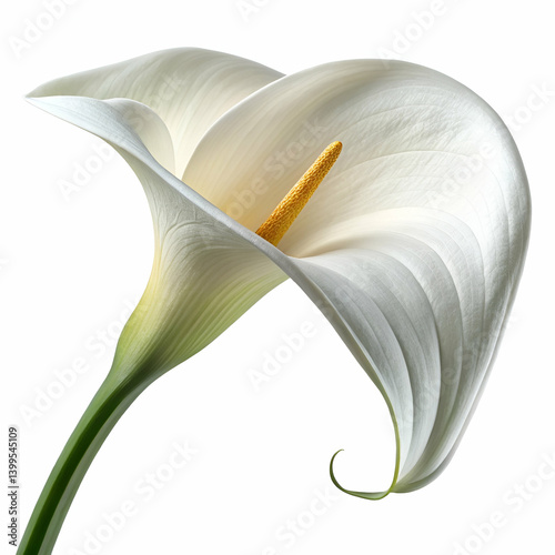 Calla Lily 3D rendered flower elegantly isolated on a white background with sleek petals and realistic details
