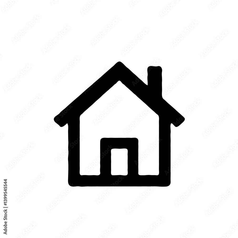 Simple Black House Icon Against White Background Simple Black House Icon Against White Background