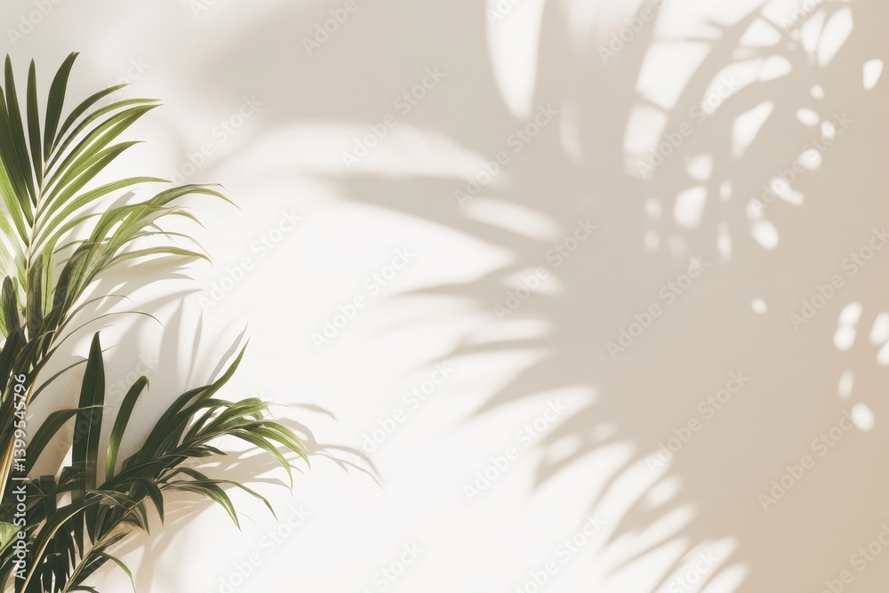 Palm leaves shadow on white wall Palm leaves shadow on white wall