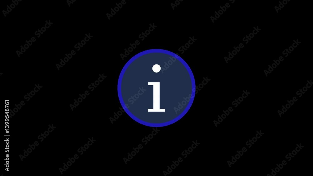 Help desk i circle shape icon animation on black background Help desk i circle shape icon animation on black background