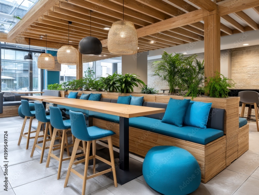 Obraz premium Imagine a dynamic workspace designed to foster innovation and collaboration, a smart office pod embodying US branding and AI-driven work systems A haven of productivity, equipped with cutting-edge