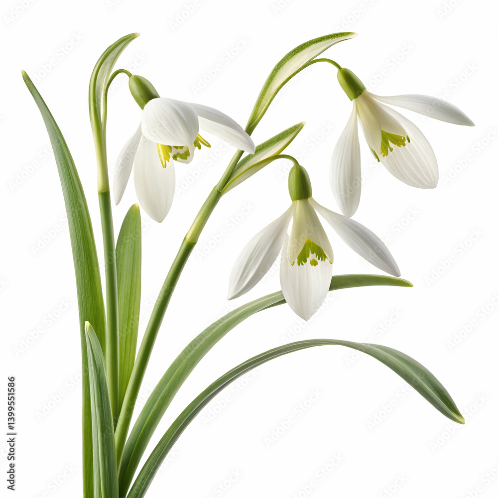 Snowdrop 3D rendered flower delicately isolated on a white background with pure white petals and intricate details
Snowdrop 3D rendered flower delicately isolated on a white background with pure white petals and intricate details