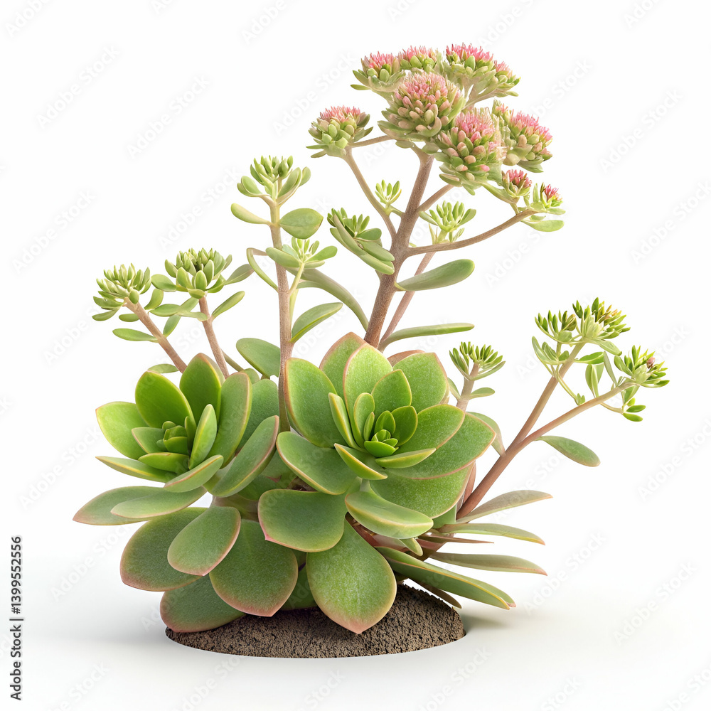 Sedum 3D rendered flower vividly isolated on a white background with succulent textures and vibrant tones
Sedum 3D rendered flower vividly isolated on a white background with succulent textures and vibrant tones