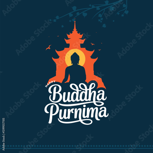 Happy Buddha Purnima Festival Celebration Background Design Template