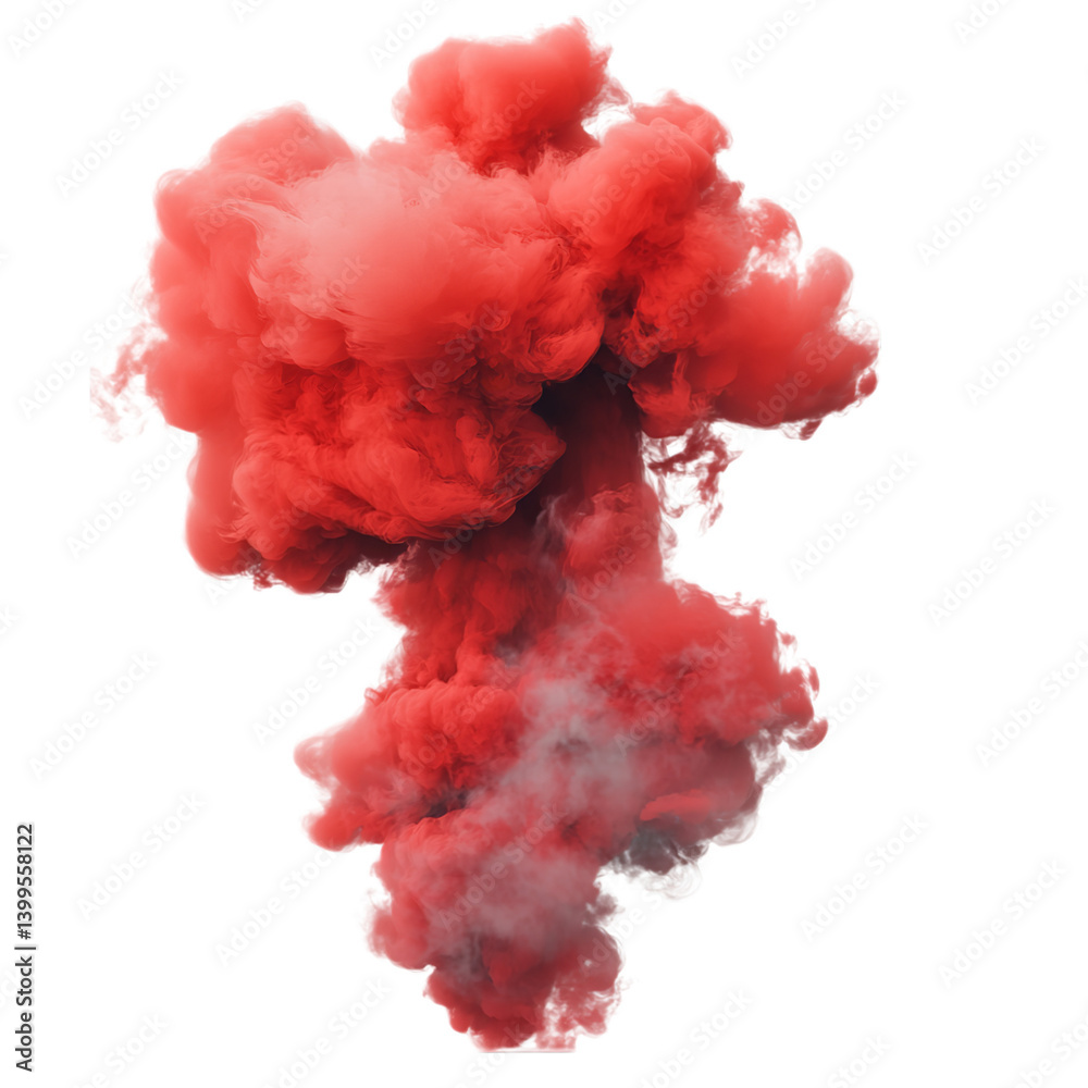 Red smoke bomb effect isolated on black background for design and photo overlays and artistic use on transparent background Red smoke bomb effect isolated on black background for design and photo overlays and artistic use on transparent background