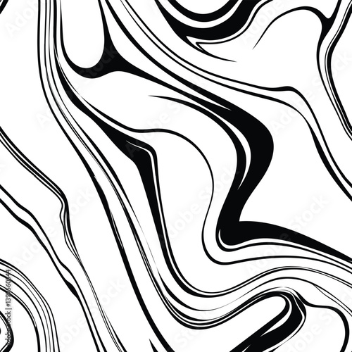 Black and White Abstract Wave Seamless Pattern
