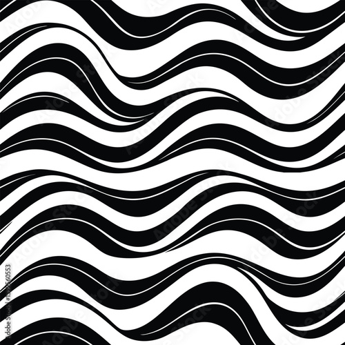 Black and White Water Wave Seamless Pattern