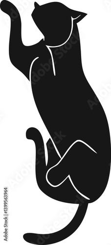 Relaxed Cat Silhouette Lying on Back