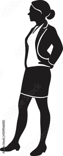 Silhouette of a Person in a Jacket and Skirt
