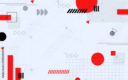 Dynamic geometric pattern in red, black, gray, and white. Ideal vector illustration for branding, web design, and print materials