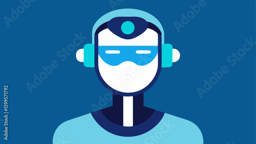 Handsfree Application An illustration of a mask with builtin technology showing it adhering automatically to the face without needing hands.